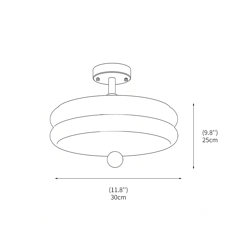 Lámpara de techo de vidrio estriado semi-plano