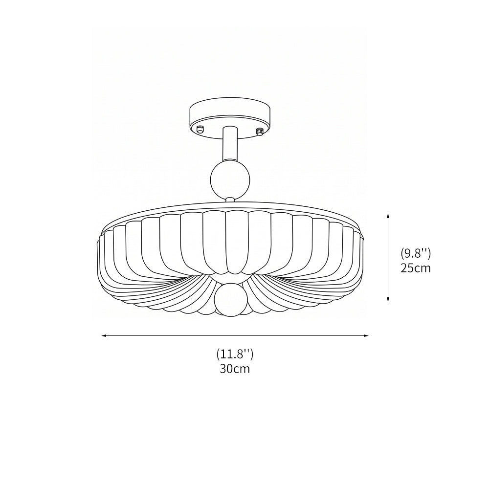Lámpara de techo de vidrio estriado semi-plano