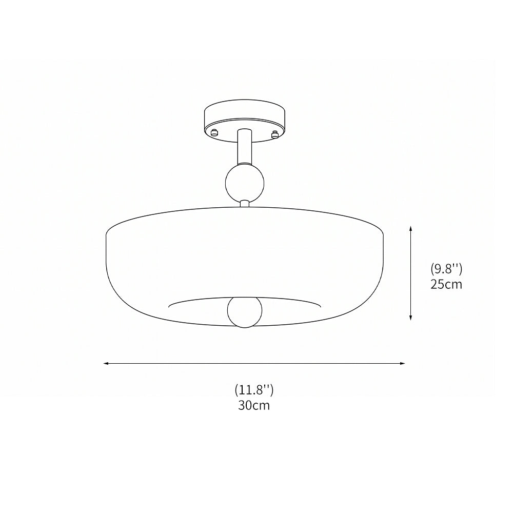 Lámpara de techo de vidrio estriado semi-plano