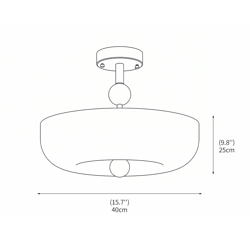 Lámpara de techo de vidrio estriado semi-plano