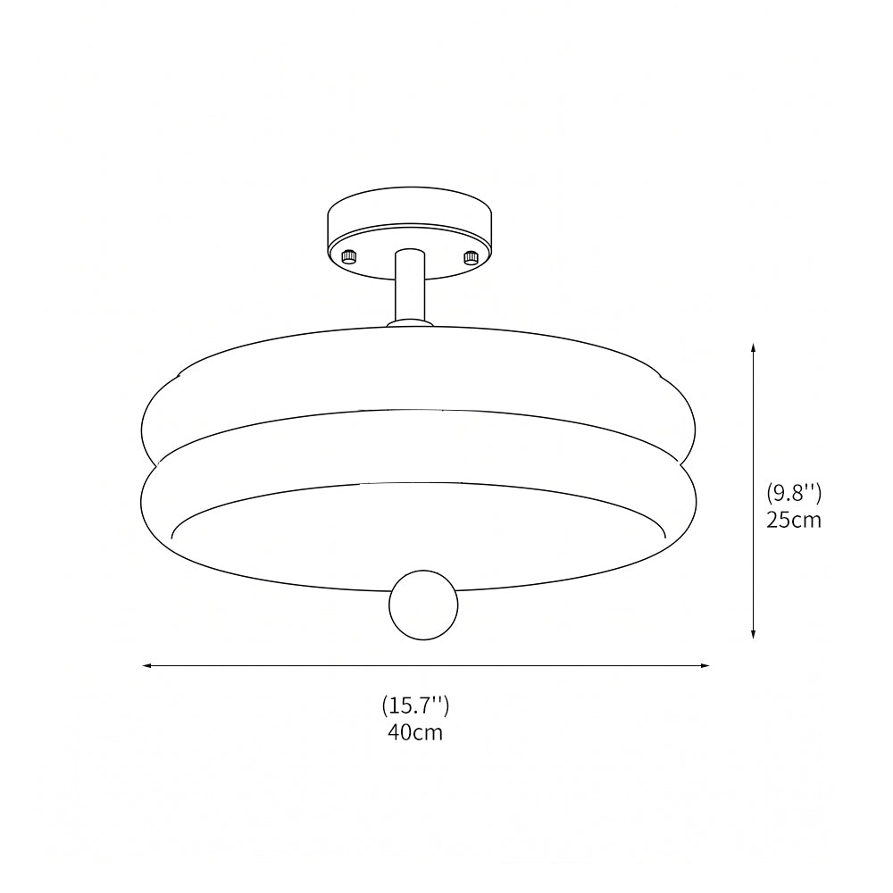 Lámpara de techo de vidrio estriado semi-plano