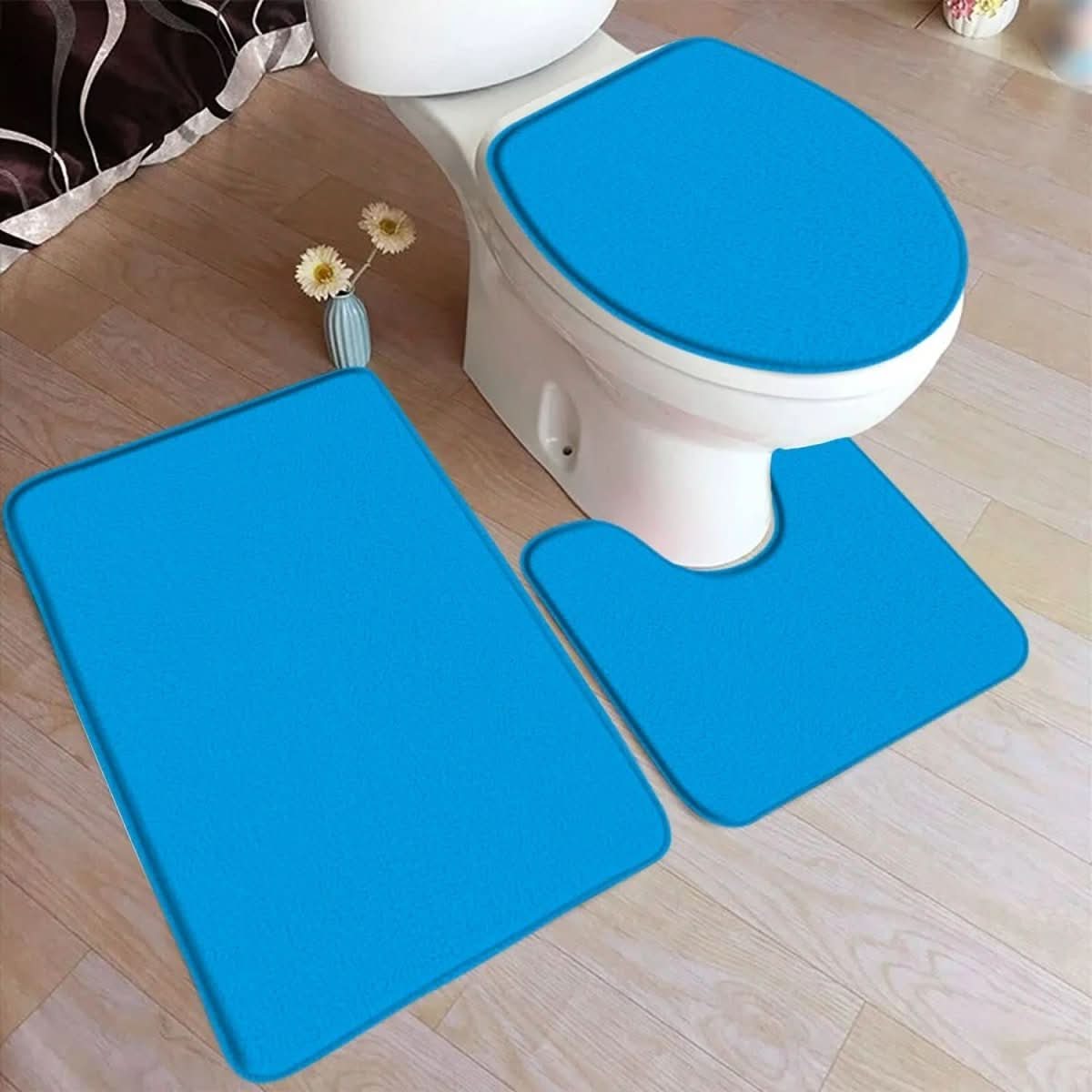 Conjunto de alfombrillas de baño de 3 piezas con superficie de franela antideslizante