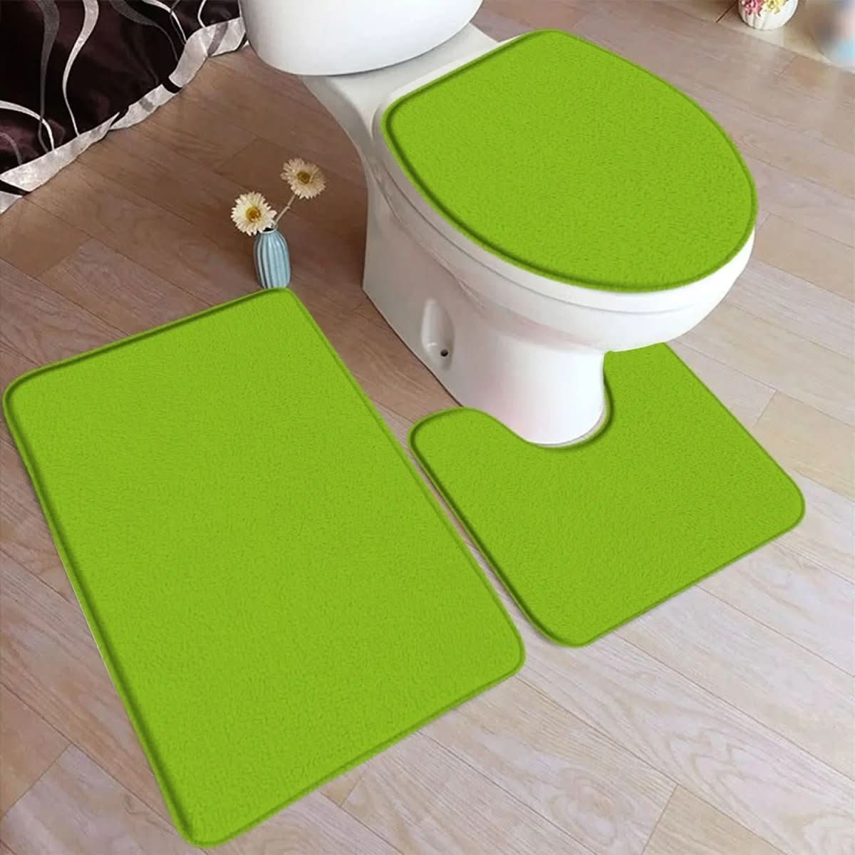 Conjunto de alfombrillas de baño de 3 piezas con superficie de franela antideslizante