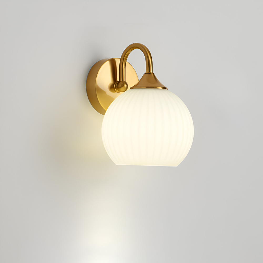 Aplique de pared de vidrio esférico contemporáneo con diseño a rayas