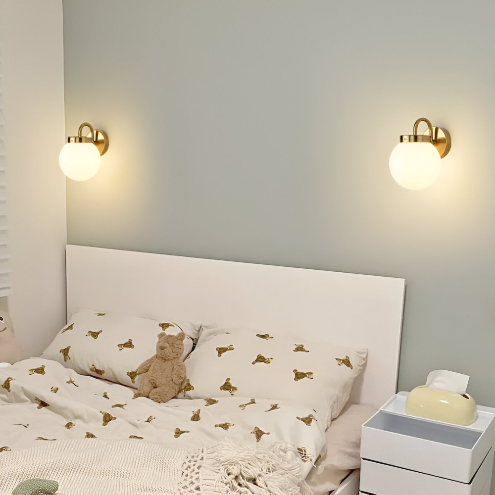 Aplique de pared de vidrio esférico contemporáneo con diseño a rayas