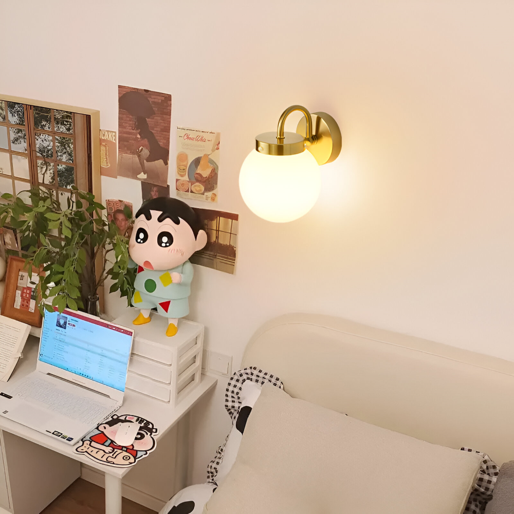 Aplique de pared de vidrio esférico contemporáneo con diseño a rayas