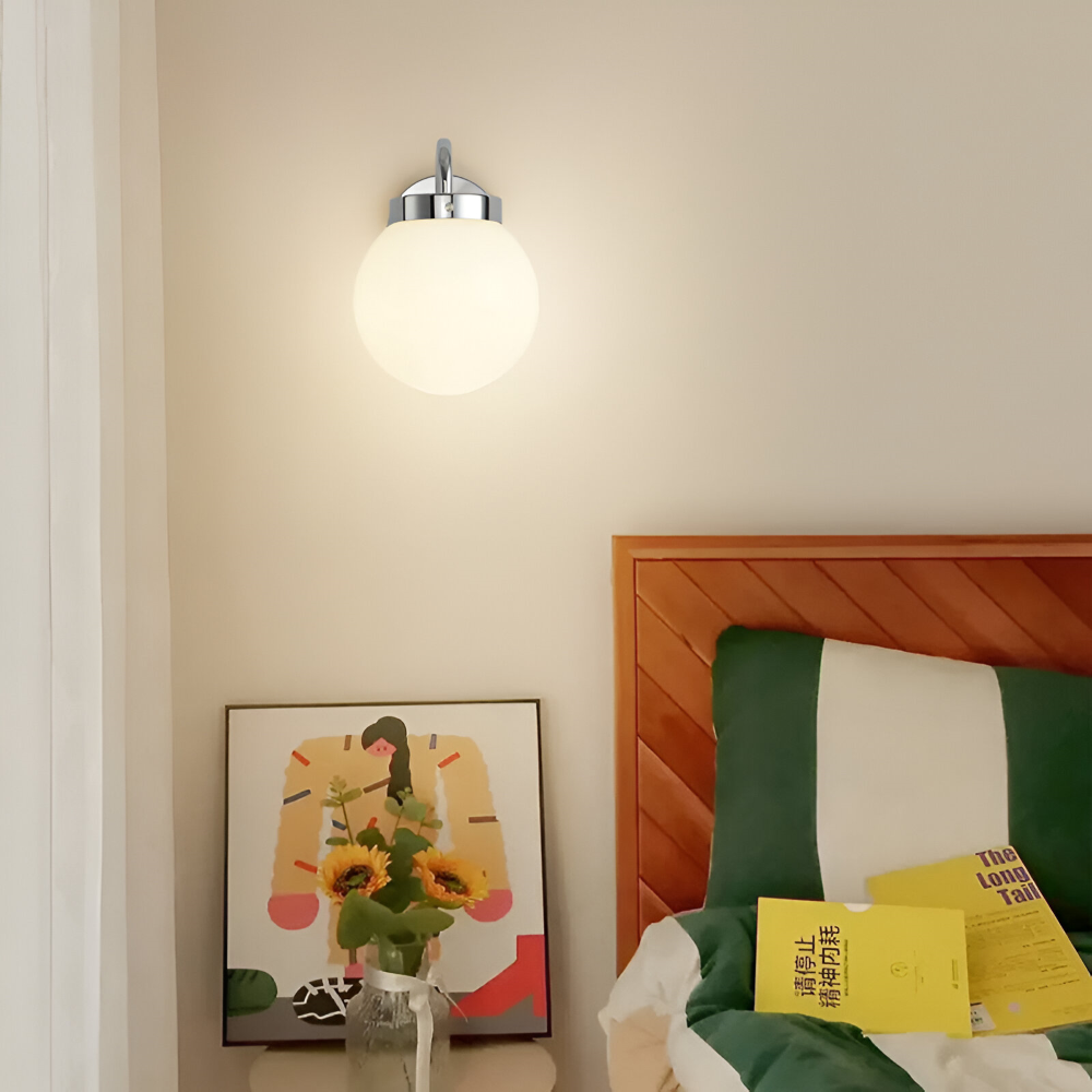Aplique de pared de vidrio esférico contemporáneo con diseño a rayas