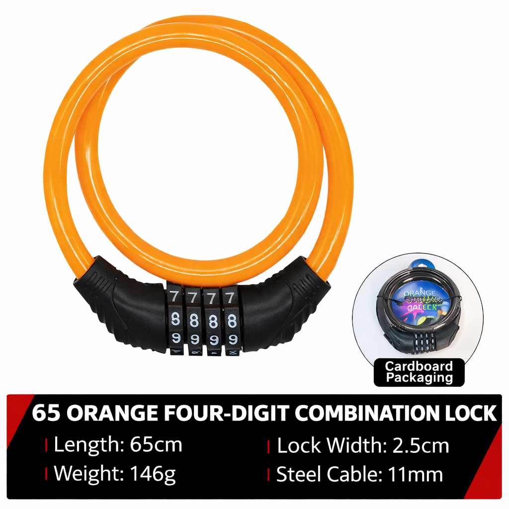 BIKEGUARD - Candado de Seguridad de Cable de Acero con Código de 4 Dígitos