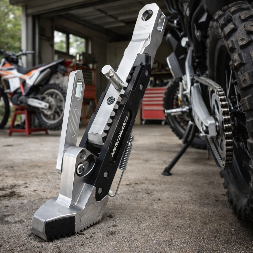 RIDERPRO - Soporte de Caballete de Metal de Alta Resistencia para Motocicleta, Soporte de Estacionamiento Lateral Estable