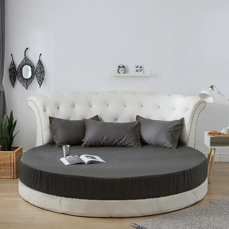 Sábana suave con goma elástica – diseño redondo y material cómodo – perfecta para un dormitorio acogedor