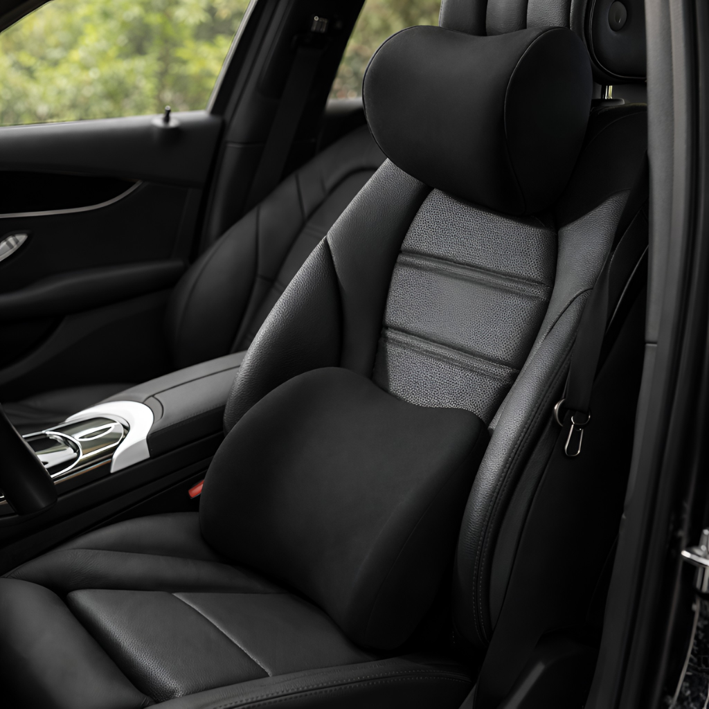 Nilo - Set de cojines reposacabezas y soporte lumbar para coche