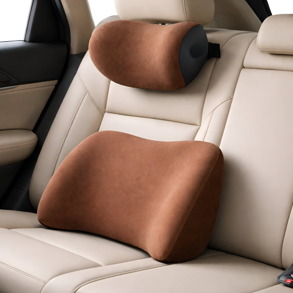 Nilo - Set de cojines reposacabezas y soporte lumbar para coche