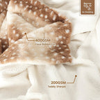 WILDCOZY – Manta de piel de ciervo acogedora con diseño de ciervo – Confort de felpa reversible