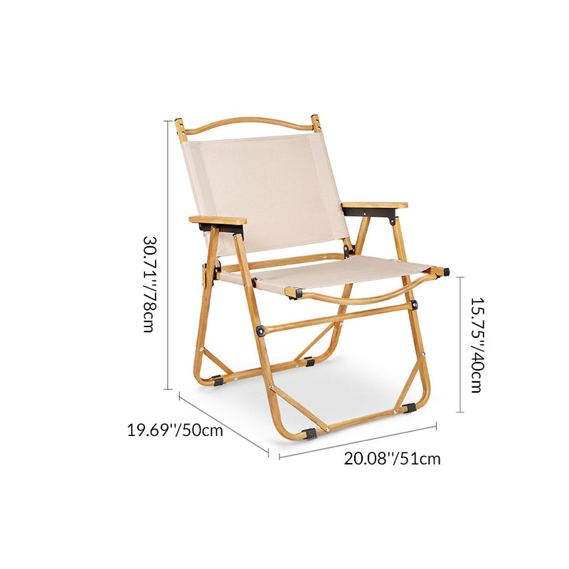 Silla de Camping Exterior Rectangular Minimalista Moderna de Acero al Carbono, Material de Aluminio, Madera de Haya, Tela Oxford, PET, Plegable, Portátil, Desmontable con Respaldo y Descansabrazos para el Jardín | Brehn