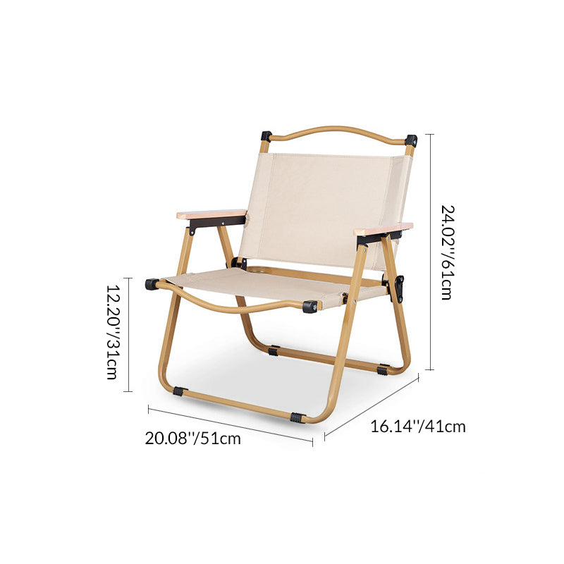 Silla de Camping Exterior Rectangular Minimalista Moderna de Acero al Carbono, Material de Aluminio, Madera de Haya, Tela Oxford, PET, Plegable, Portátil, Desmontable con Respaldo y Descansabrazos para el Jardín | Brehn