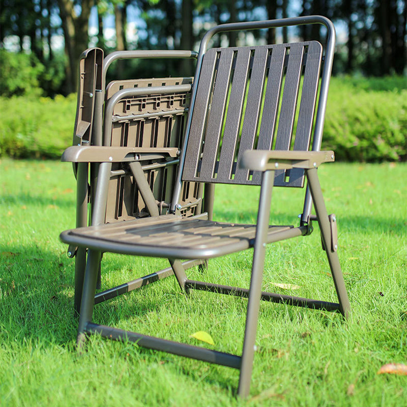 Simplicidad Moderna Impermeable Silla de Camping Plegable de Acero al Carbono PVC con Respaldo y Descansabrazos para Jardín | Brehn
