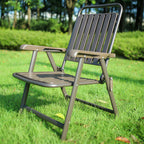 Simplicidad Moderna Impermeable Silla de Camping Plegable de Acero al Carbono PVC con Respaldo y Descansabrazos para Jardín