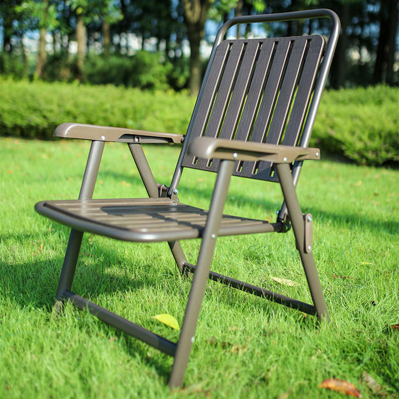 Simplicidad Moderna Impermeable Silla de Camping Plegable de Acero al Carbono PVC con Respaldo y Descansabrazos para Jardín | Brehn