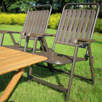 Simplicidad Moderna Impermeable Silla de Camping Plegable de Acero al Carbono PVC con Respaldo y Descansabrazos para Jardín