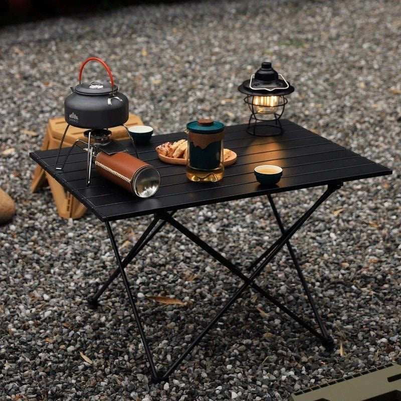 Mesa auxiliar cuadrada plegable de acero al carbono y aluminio minimalista moderna para exteriores | Brehn