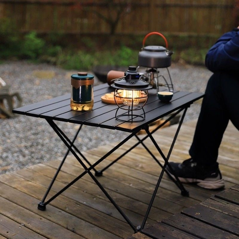 Mesa auxiliar cuadrada plegable de acero al carbono y aluminio minimalista moderna para exteriores | Brehn