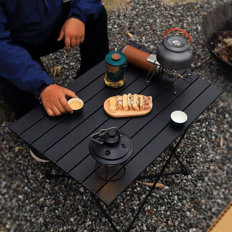 Mesa auxiliar cuadrada plegable de acero al carbono y aluminio minimalista moderna para exteriores | Brehn
