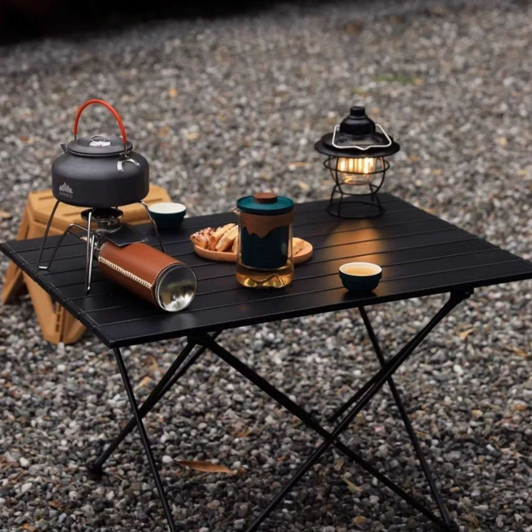 Mesa auxiliar cuadrada plegable de acero al carbono y aluminio minimalista moderna para exteriores | Brehn