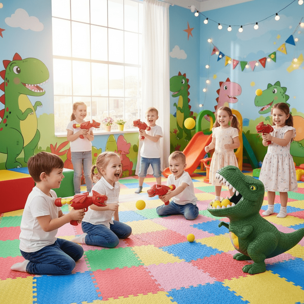 DINOPOP BLASTER – Jeu de tir de dinosaures pour enfants avec des balles en mousse souple et une cible