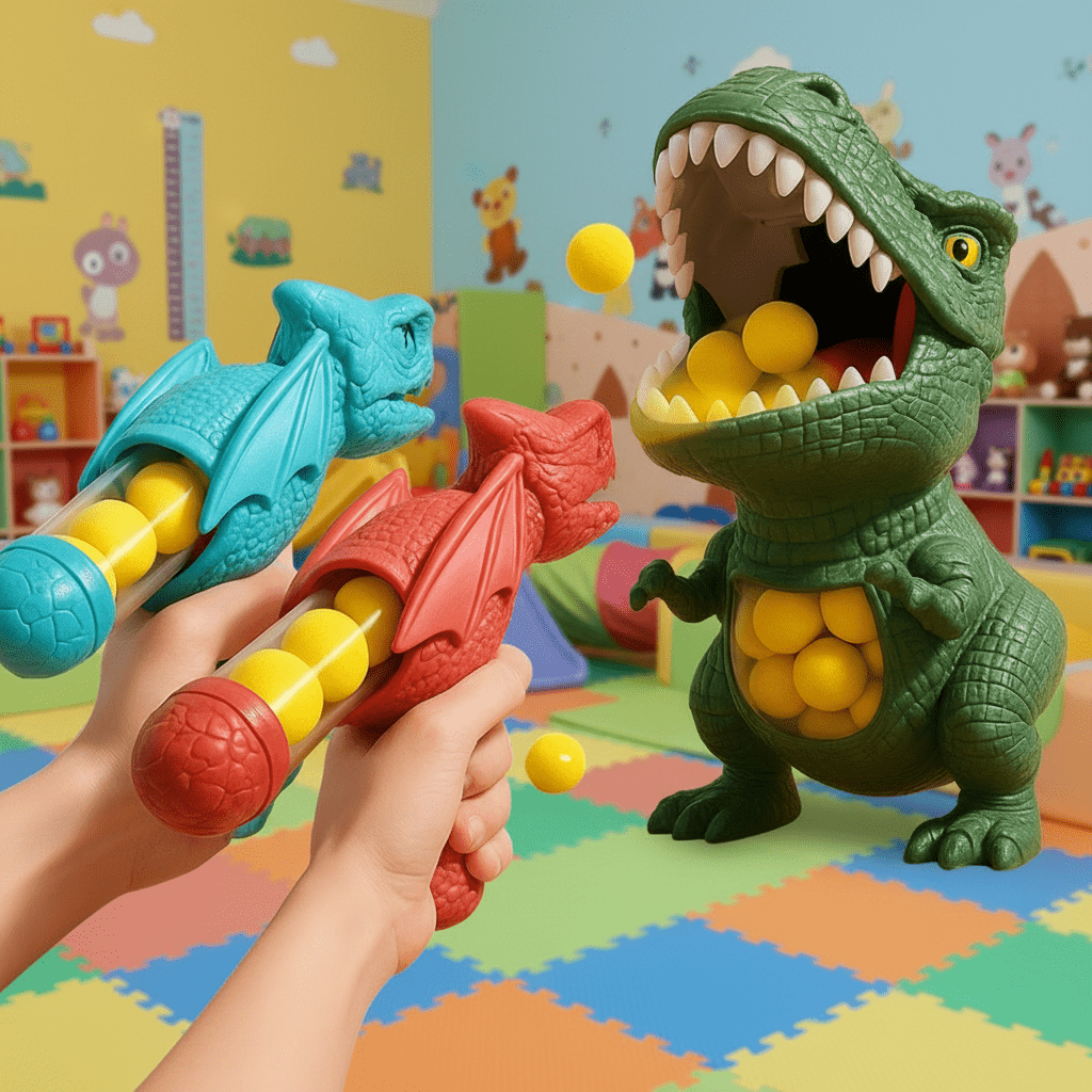 DINOPOP BLASTER – Jeu de tir de dinosaures pour enfants avec des balles en mousse souple et une cible
