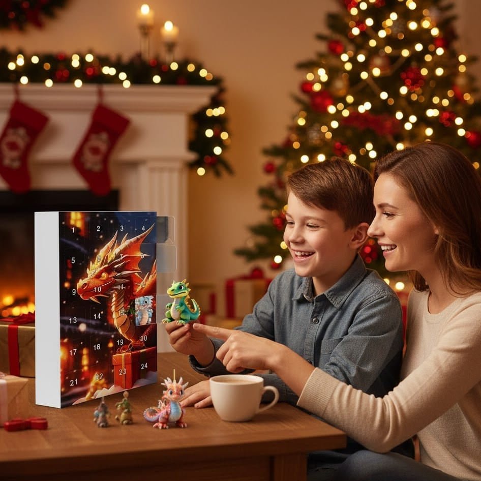 MYTHICALXMAS – Calendario de Adviento de 24 días con adorables colgantes de dragones