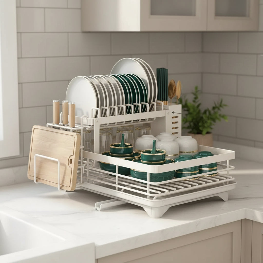 KITCHENFORM – Escurridor plegable de acero inoxidable, diseño que ahorra espacio para cocinas modernas