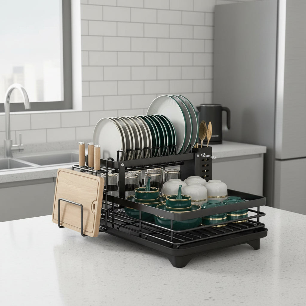 KITCHENFORM – Escurridor plegable de acero inoxidable, diseño que ahorra espacio para cocinas modernas