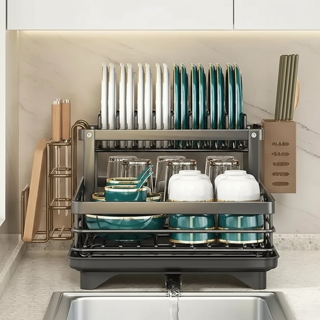 KITCHENFORM – Escurridor plegable de acero inoxidable, diseño que ahorra espacio para cocinas modernas