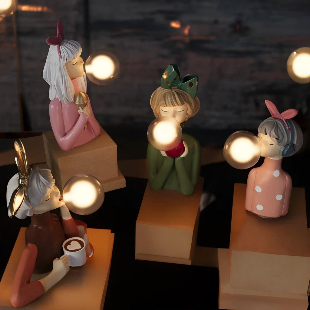 Luz nocturna con efecto burbuja – Adorno de niña burbuja USB lámpara de mesa para un hogar acogedor