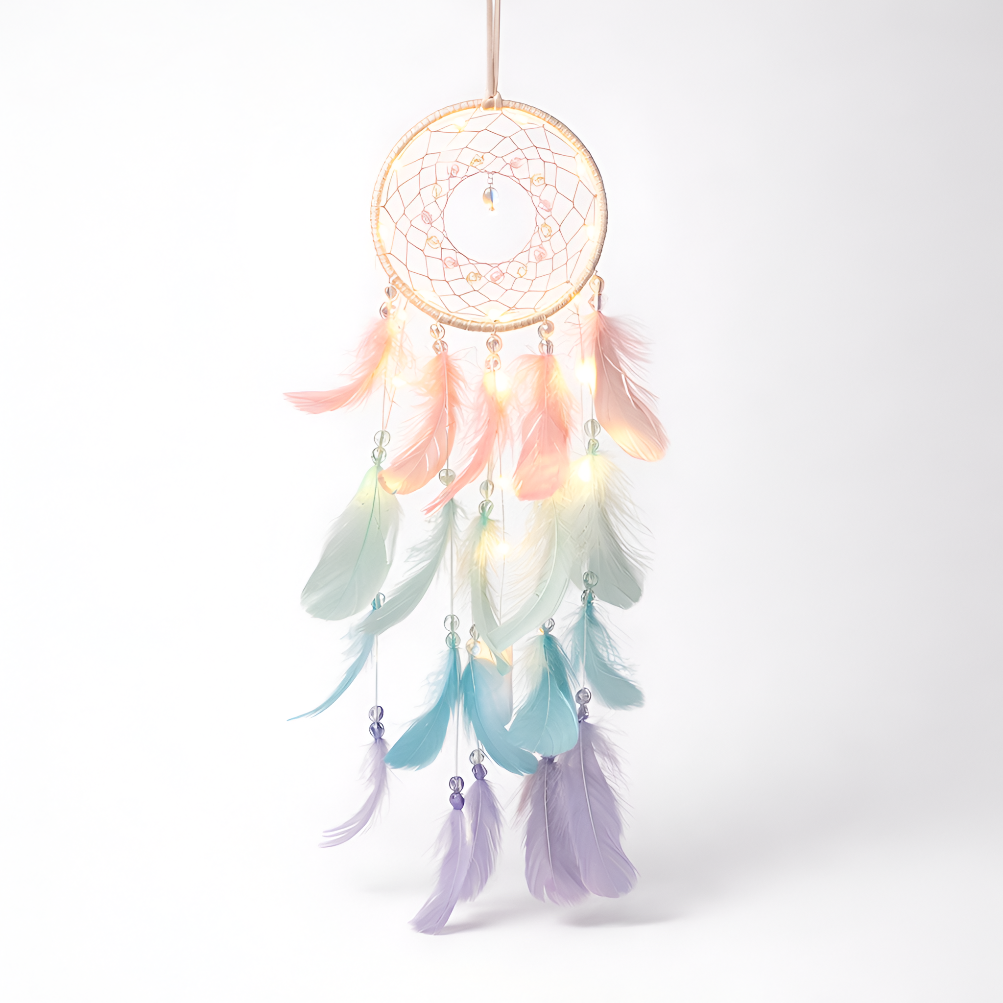 Jovie - Atrapasueños colorido de plumas reales