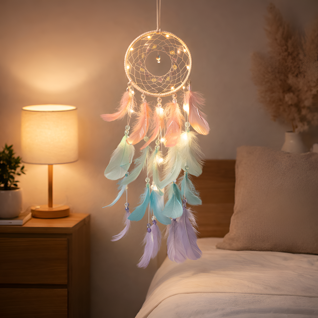 Jovie - Atrapasueños colorido de plumas reales