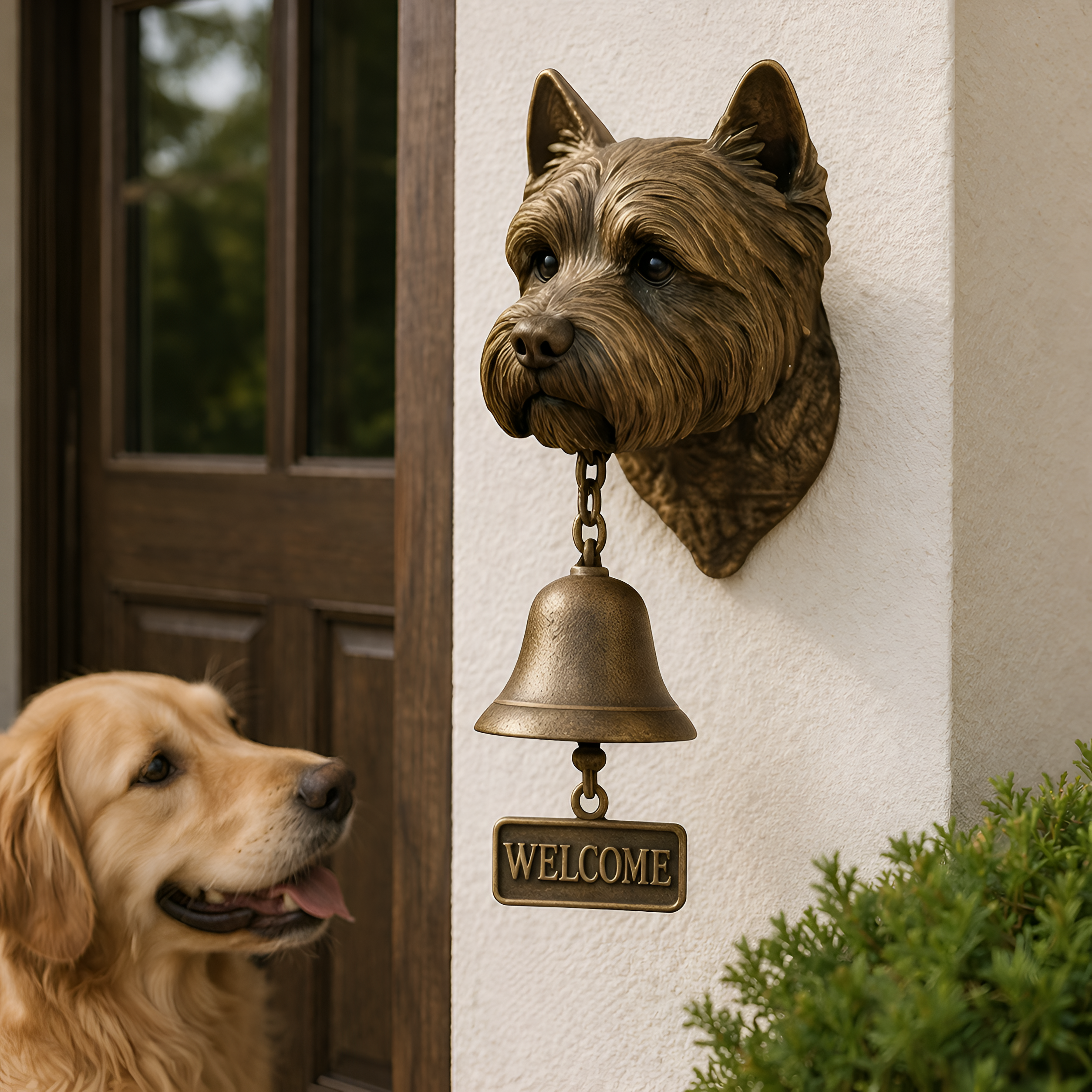 Solene - Campana de Puerta para Perro con Letrero de Bienvenida
