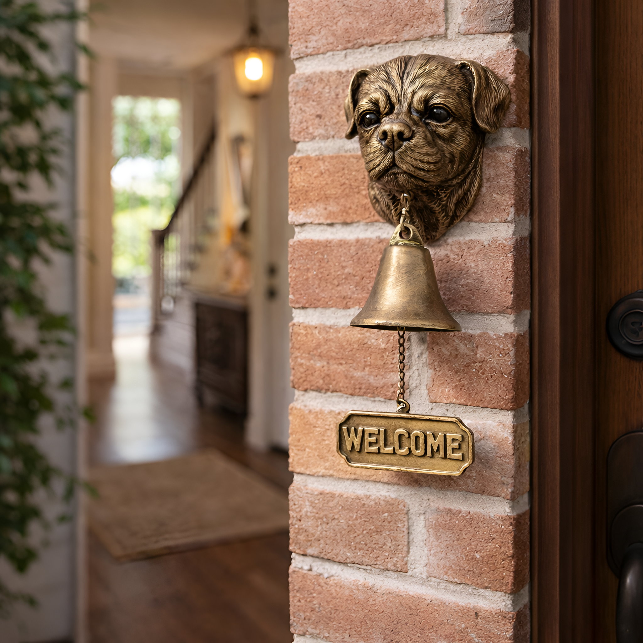 Solene - Campana de Puerta para Perro con Letrero de Bienvenida