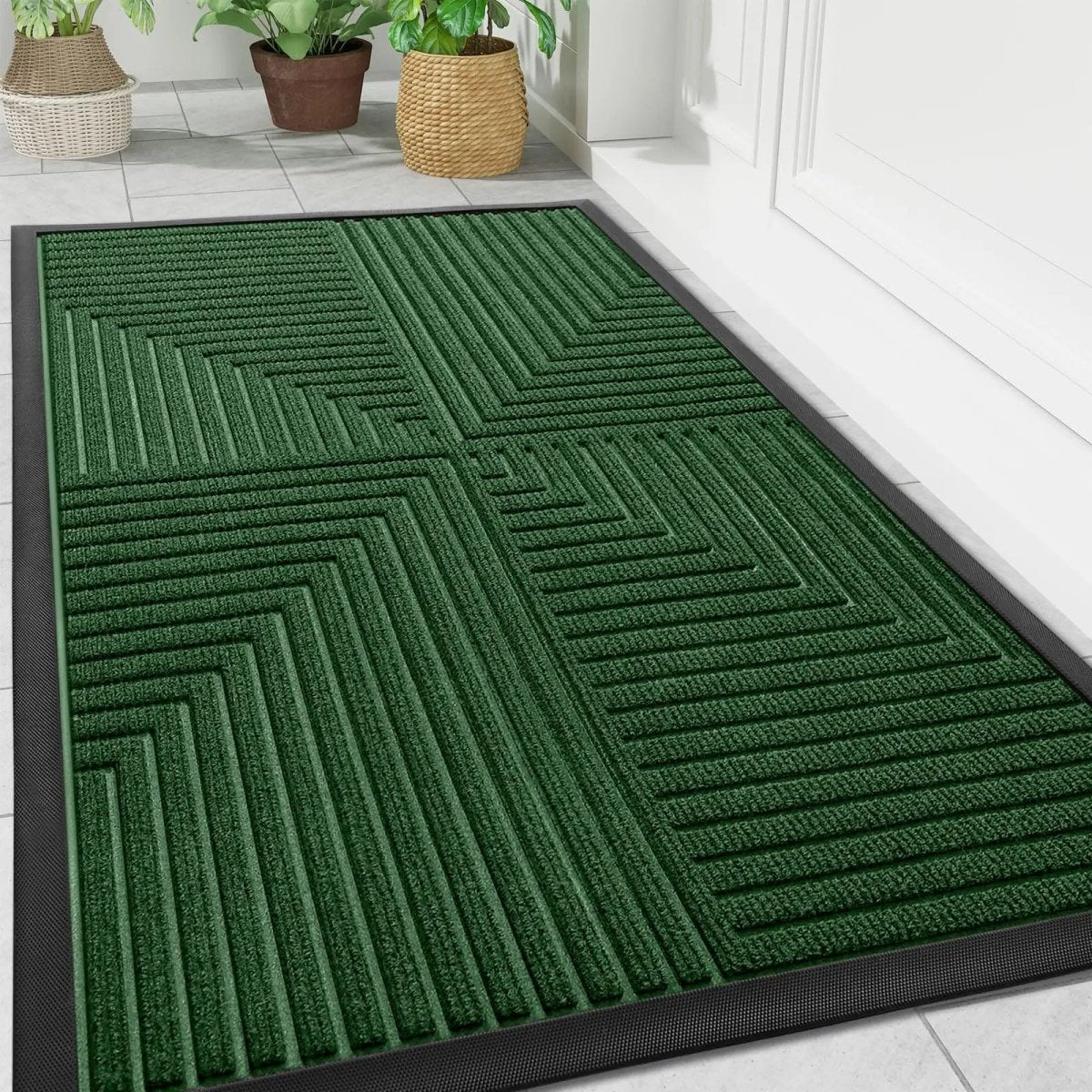 Alfombra de Entrada Exterior con Parte Trasera Antideslizante y Función de Captura de Suciedad