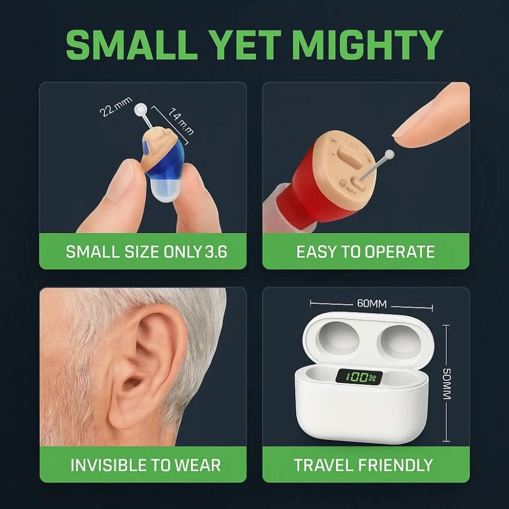 Audífonos Intraauriculares Recargables con Sonido Cristalino – Invisibles y Cómodos de Usar