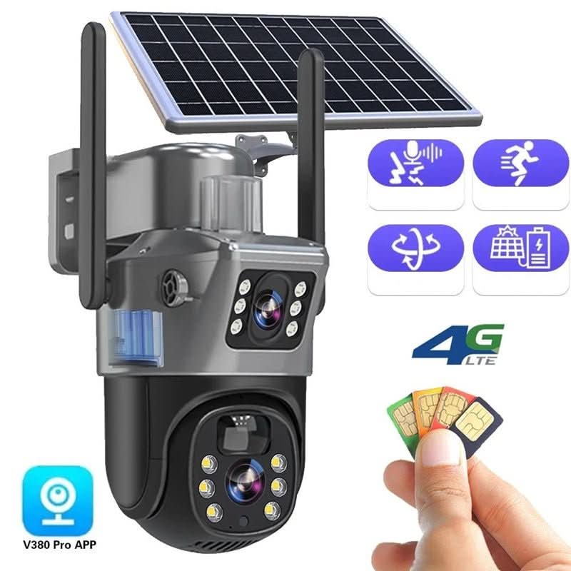 DualSchutz Solar 4K – Cámara de vigilancia inalámbrica con módulo solar y control de aplicación 360°