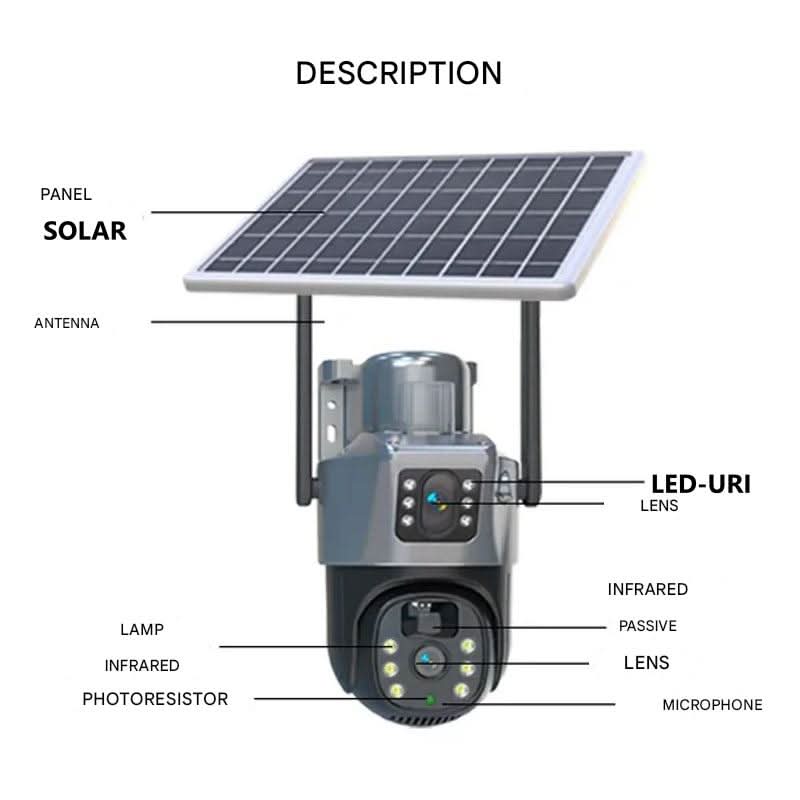 DualSchutz Solar 4K – Cámara de vigilancia inalámbrica con módulo solar y control de aplicación 360°