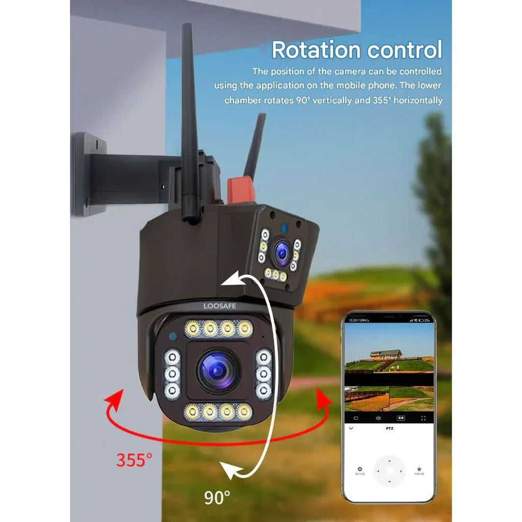 DualSchutz Solar 4K – Cámara de vigilancia inalámbrica con módulo solar y control de aplicación 360°