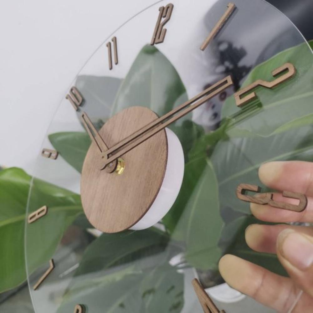Gran reloj de pared moderno con mecanismo silencioso – diseño natural de madera para interiores elegantes