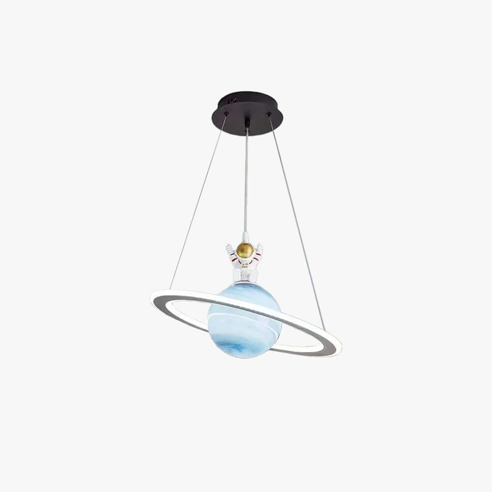 Lámpara colgante LED para niños con motivo planetario + iluminación eficiente + metal y acrílico + opciones de color: azul y naranja