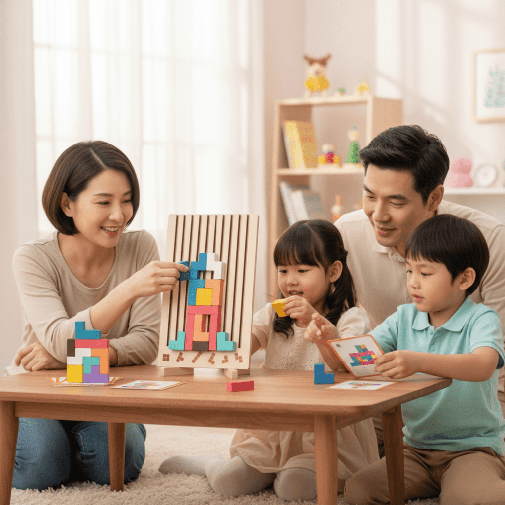 BRIQLEARN – Tetris de madera Montessori para apilar creativamente y entrenamiento lógico