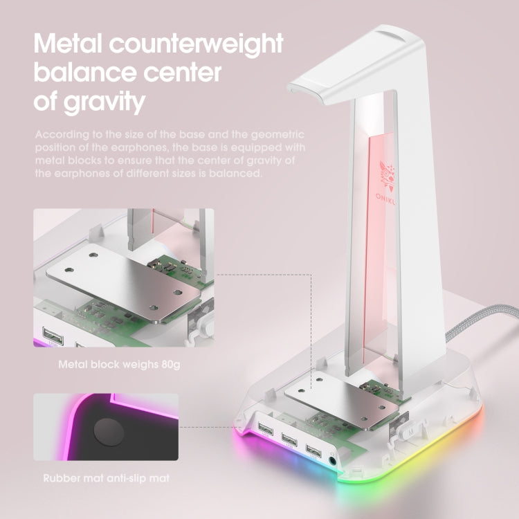 Lisslune | Soporte para Auriculares con Iluminación RGB ONIKUMA ST-2 (Blanco)