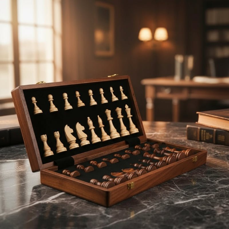 MASTERFOLD – Juego de ajedrez de madera premium con piezas de madera maciza duraderas