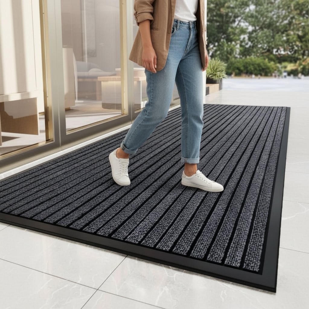 ENTRYPRO – Alfombrilla de entrada de alta resistencia con parte inferior antideslizante y función de captura de suciedad