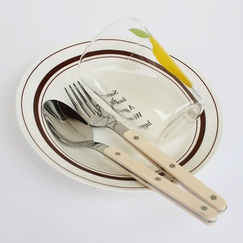Set de cubiertos de acero inoxidable de 24 piezas con grabado